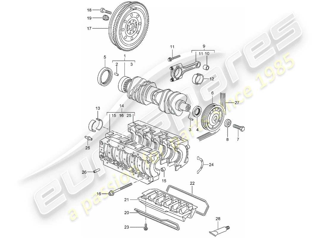 Porsche Boxster 987 (2006) crankshaft Part Diagram