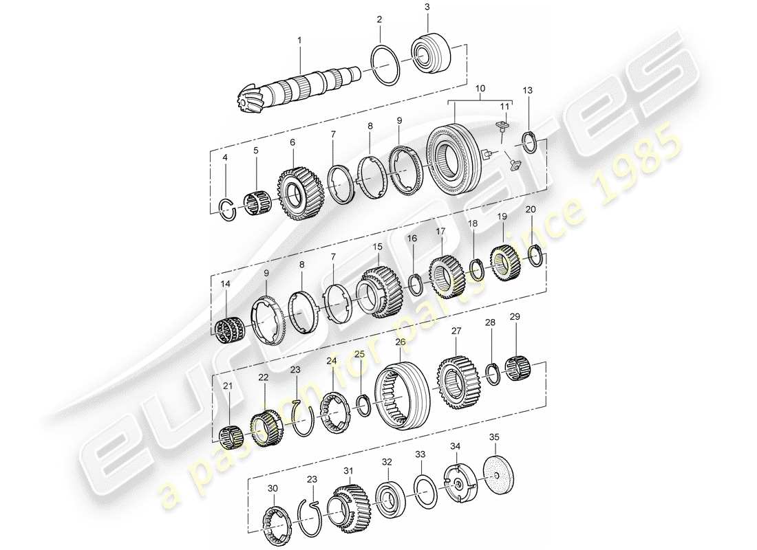 Porsche Boxster 987 (2006) gears and shafts Part Diagram