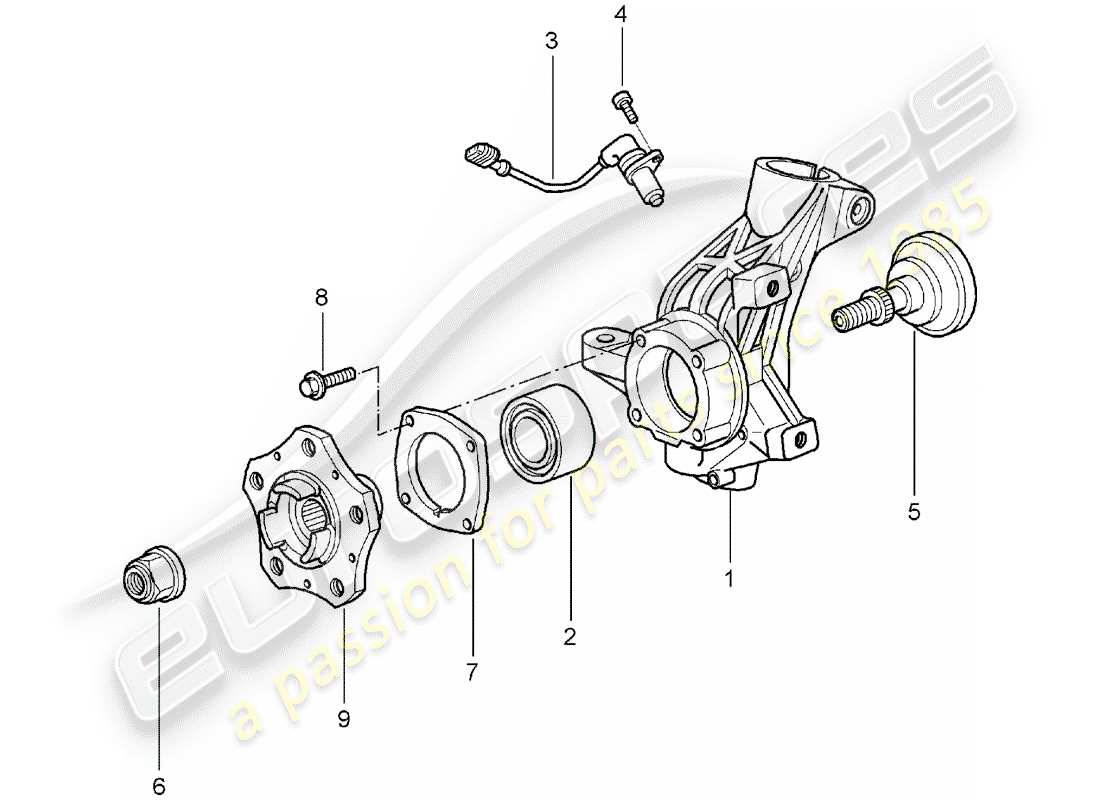 Porsche Boxster 987 (2006) wheel carrier Part Diagram