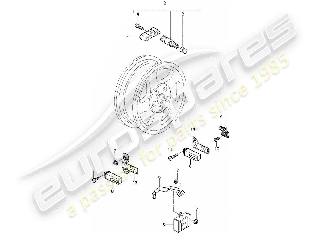 Porsche Boxster 987 (2006) TIRE PRESSURE CONTROL SYSTEM Part Diagram