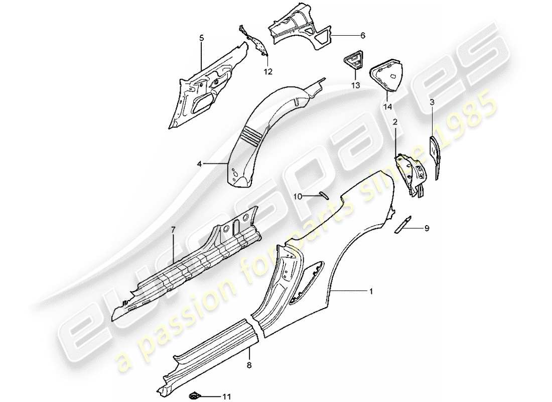 Porsche Boxster 987 (2006) SIDE PANEL Part Diagram