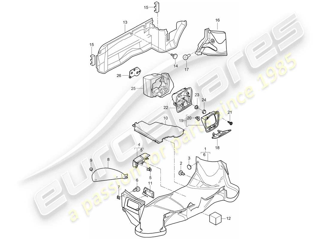 Porsche Boxster 987 (2006) luggage compartment Part Diagram