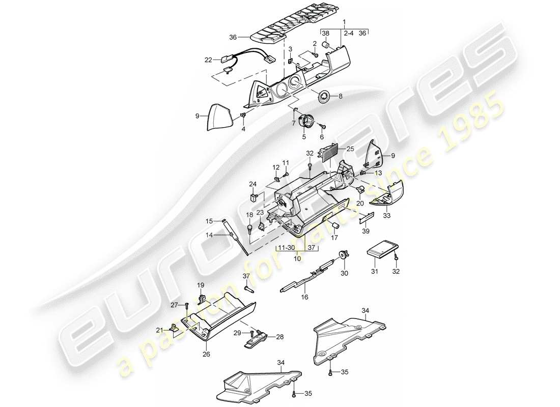 Porsche Boxster 987 (2006) GLOVE BOX Part Diagram