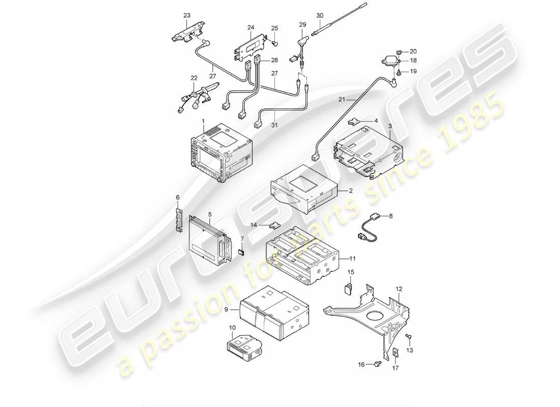 Porsche Boxster 987 (2008) radio unit Part Diagram