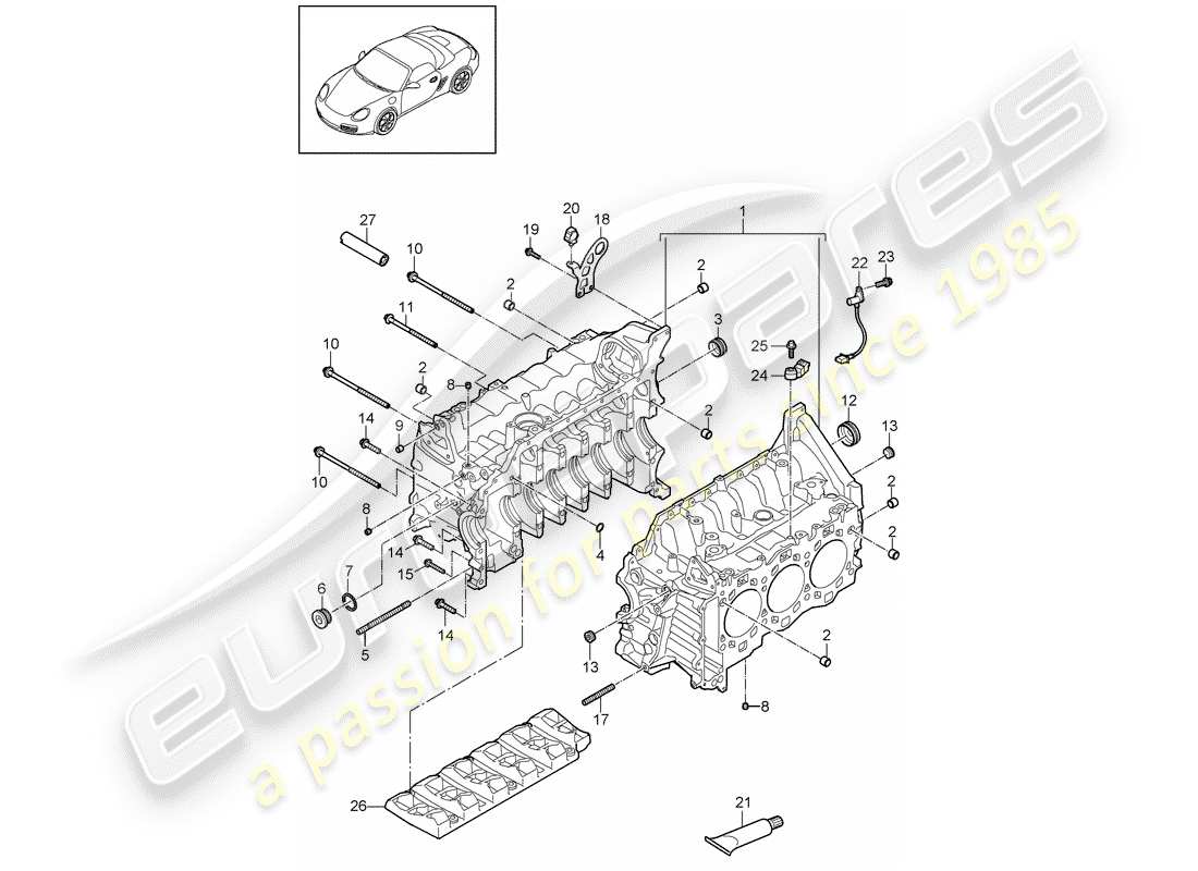 Porsche Boxster 987 (2009) crankcase Part Diagram