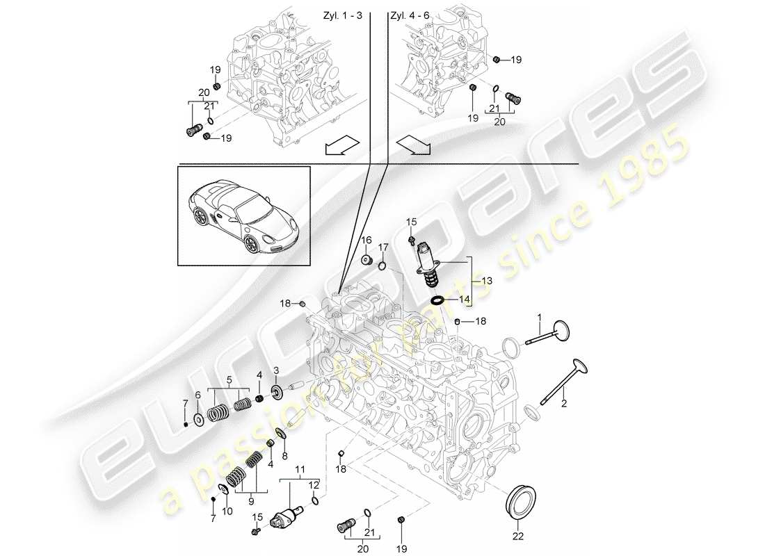 Porsche Boxster 987 (2009) CYLINDER HEAD Part Diagram