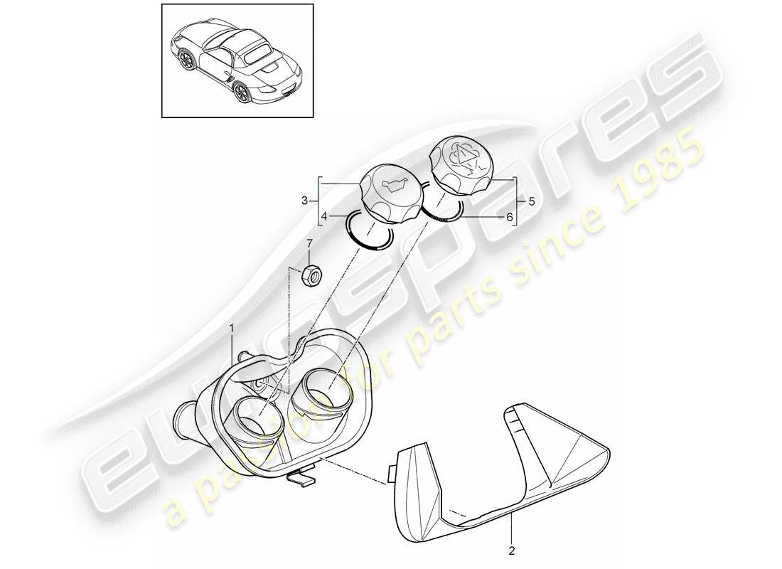 Porsche Boxster 987 (2009) water cooling 4 Part Diagram