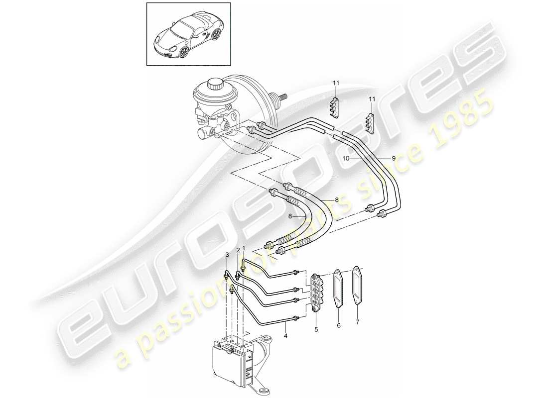 Porsche Boxster 987 (2009) brake lines Part Diagram