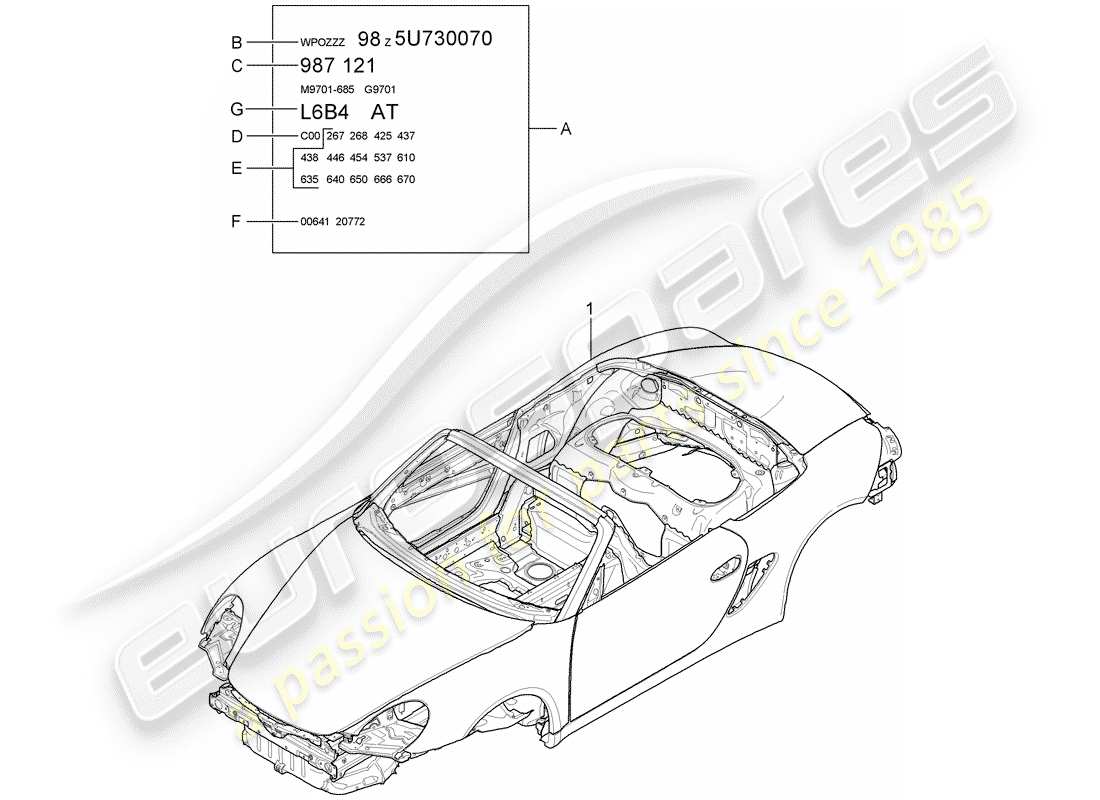 Porsche Boxster 987 (2009) car body Part Diagram