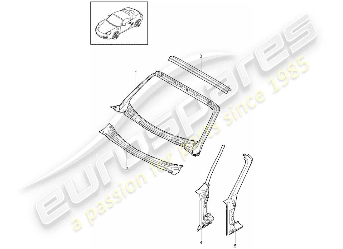 Porsche Boxster 987 (2009) COWL Part Diagram