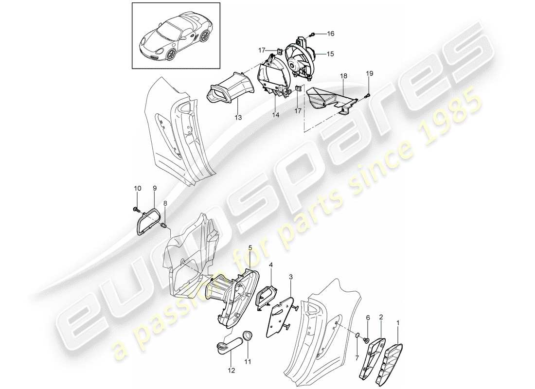 Porsche Boxster 987 (2009) Ventilation Part Diagram