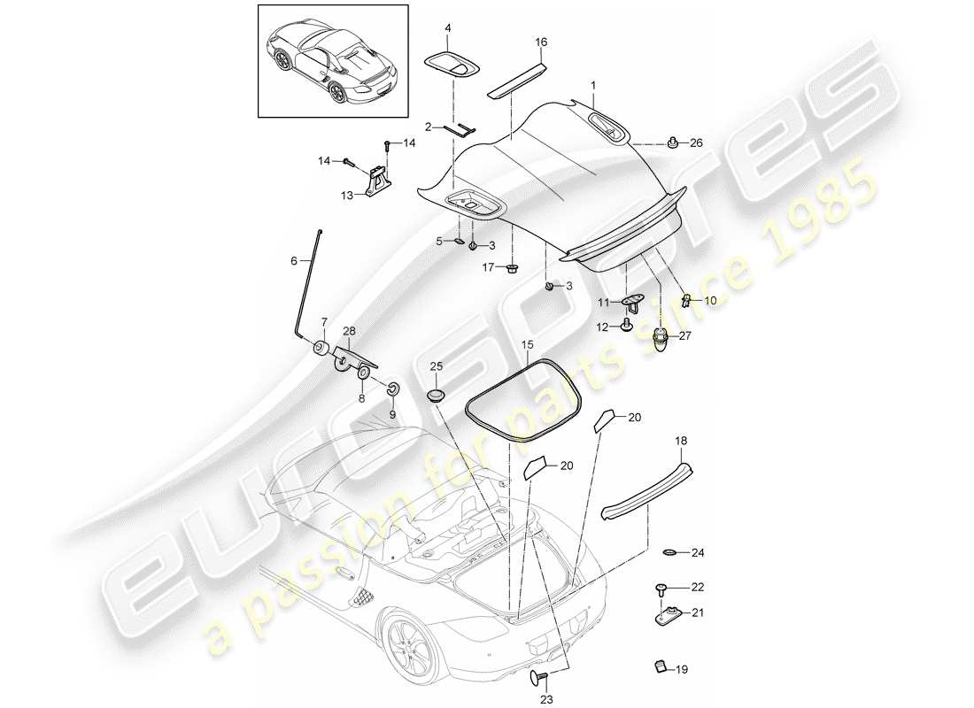 Porsche Boxster 987 (2009) COVER Part Diagram