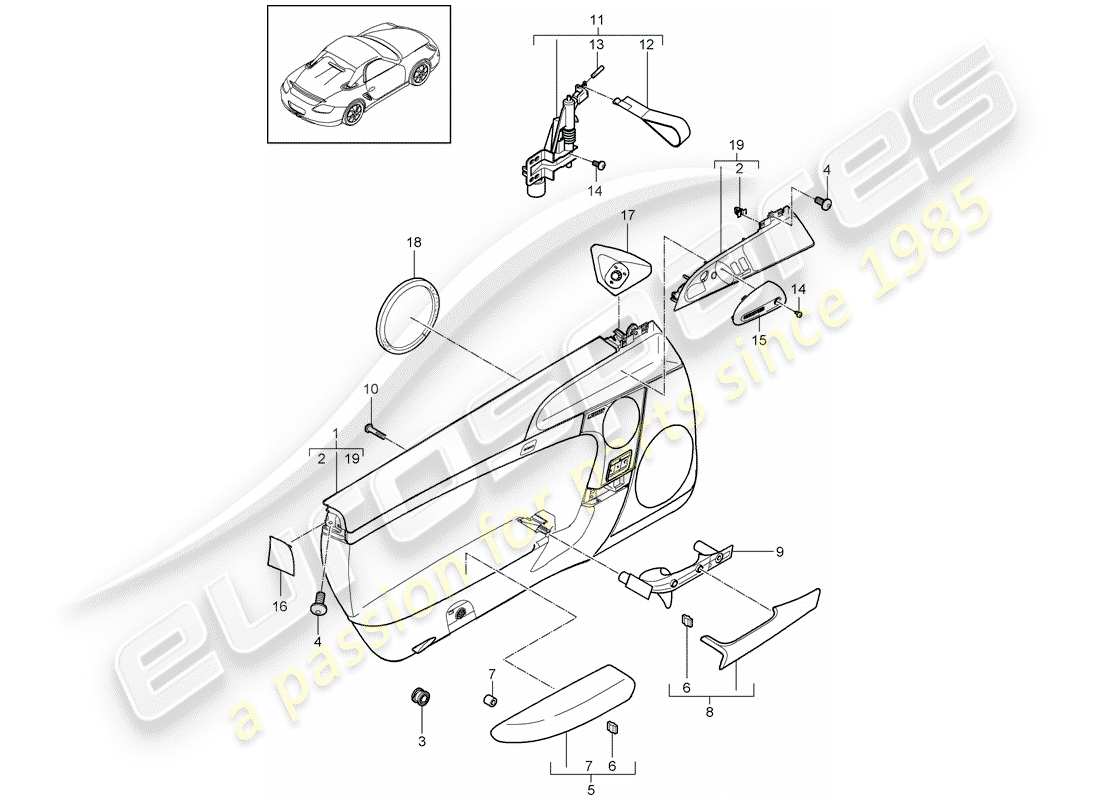 Porsche Boxster 987 (2009) DOOR PANEL Part Diagram