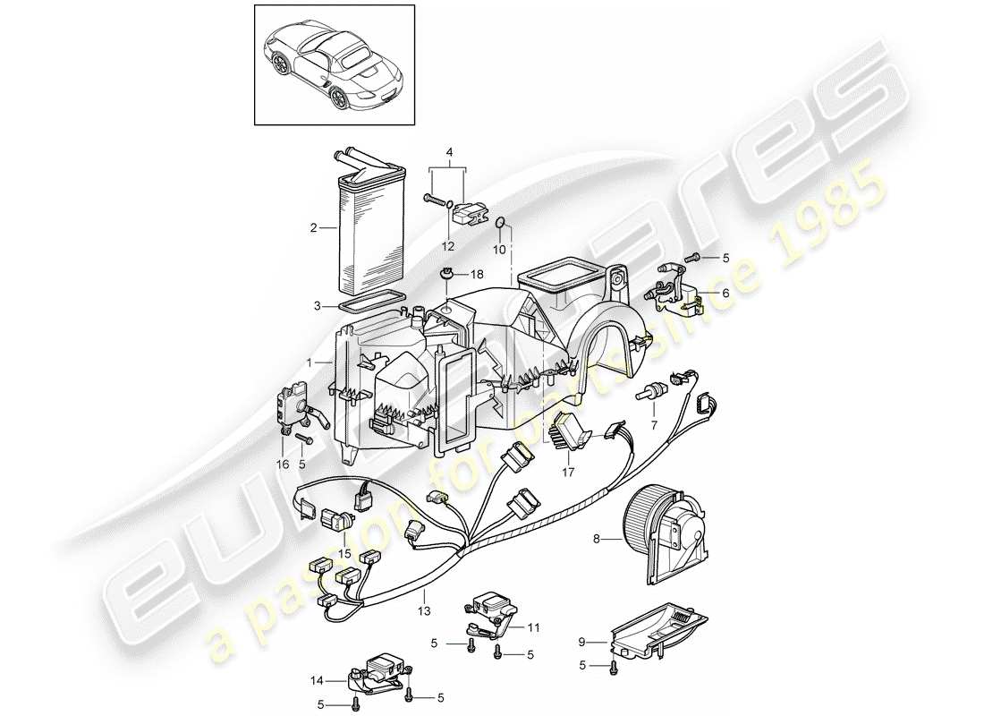 Porsche Boxster 987 (2009) AIR CONDITIONER Part Diagram