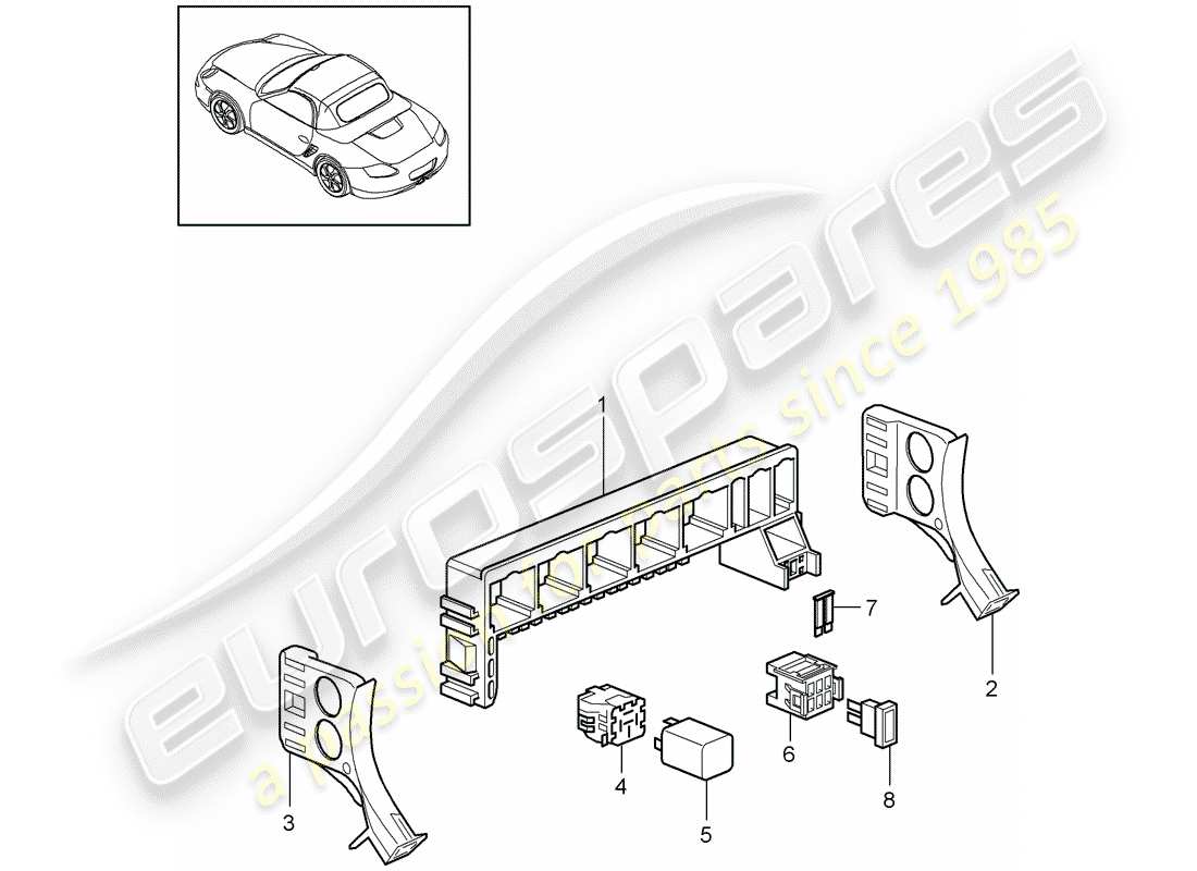 Porsche Boxster 987 (2009) fuse box/relay plate Part Diagram