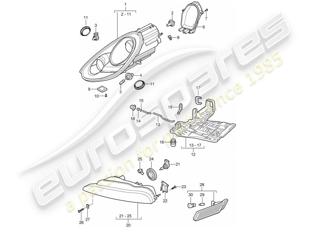 Porsche Boxster 987 (2009) headlamp Part Diagram