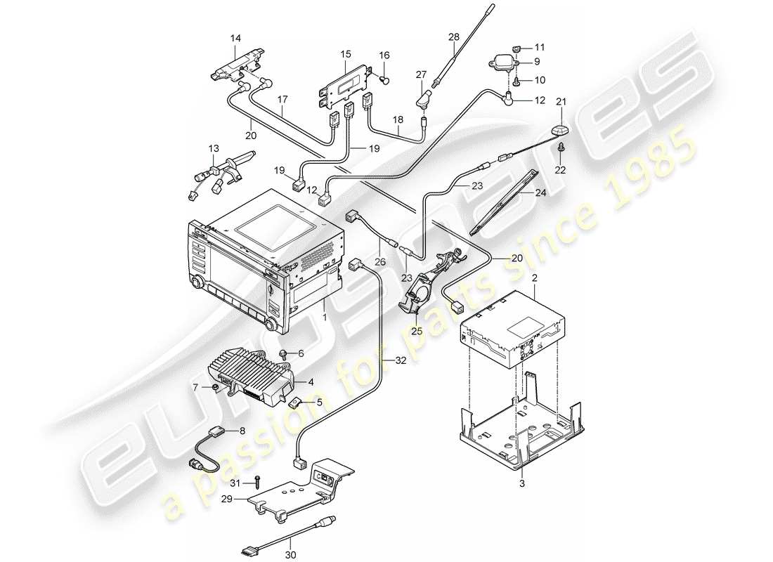 Porsche Boxster 987 (2009) operating unit Part Diagram