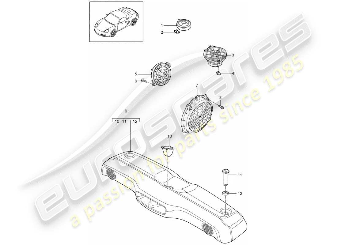 Porsche Boxster 987 (2009) loudspeaker Part Diagram