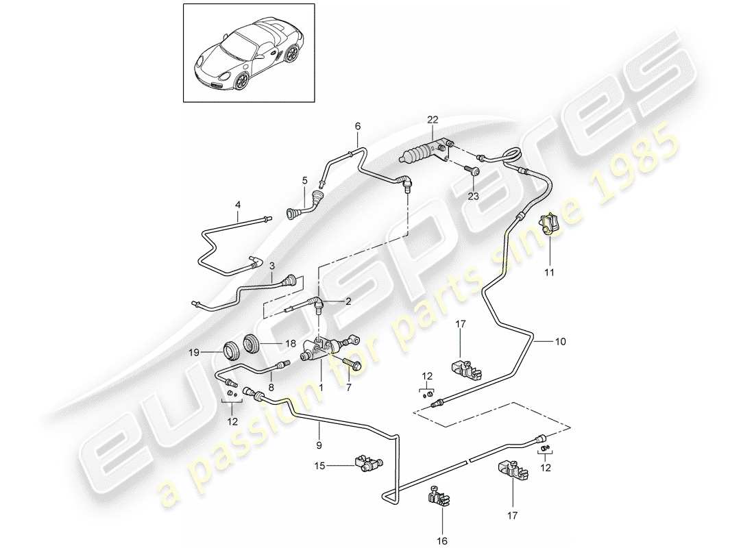 Porsche Boxster 987 (2010) hydraulic clutch Part Diagram