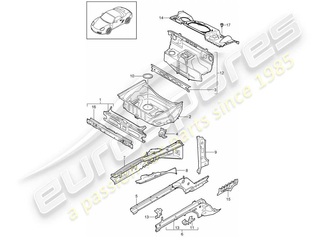 Porsche Boxster 987 (2010) front end Part Diagram