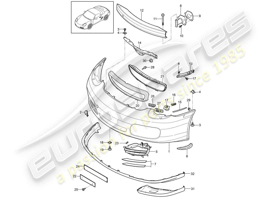 Porsche Boxster 987 (2010) BUMPER Part Diagram