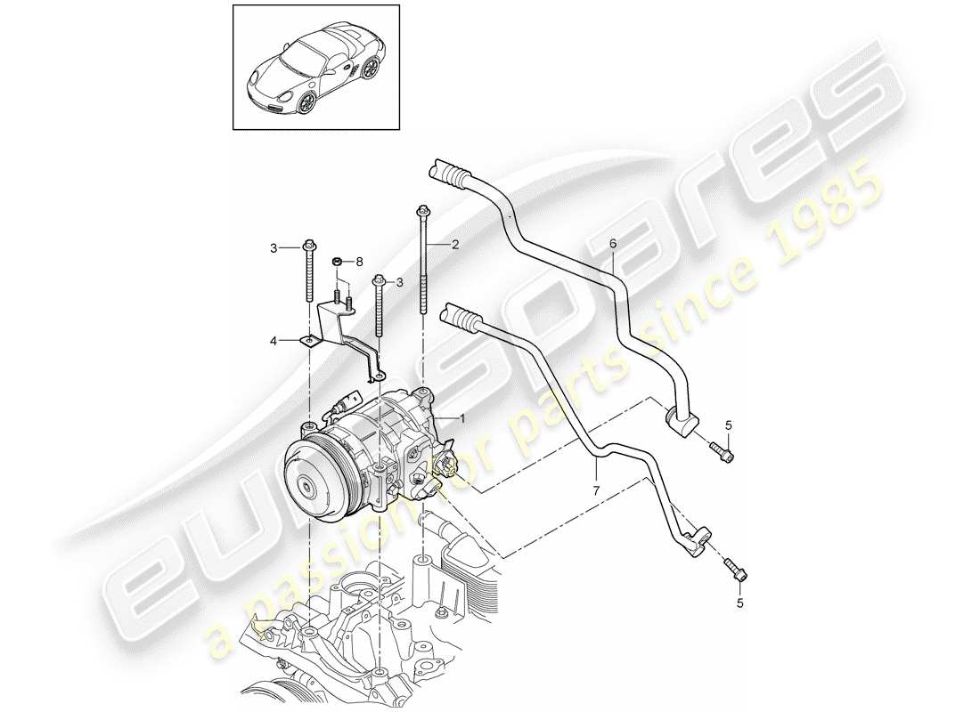 Porsche Boxster 987 (2010) COMPRESSOR Part Diagram