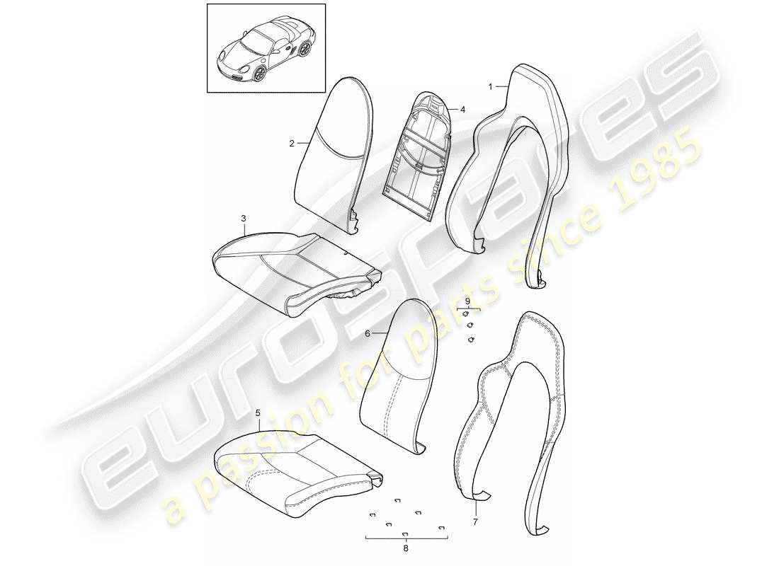Porsche Boxster 987 (2010) foam part Part Diagram