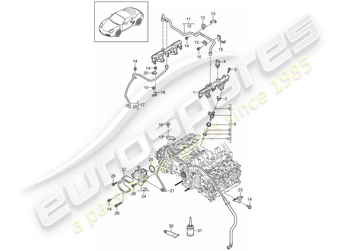 Porsche Boxster 987 (2011) FUEL COLLECTION PIPE Part Diagram