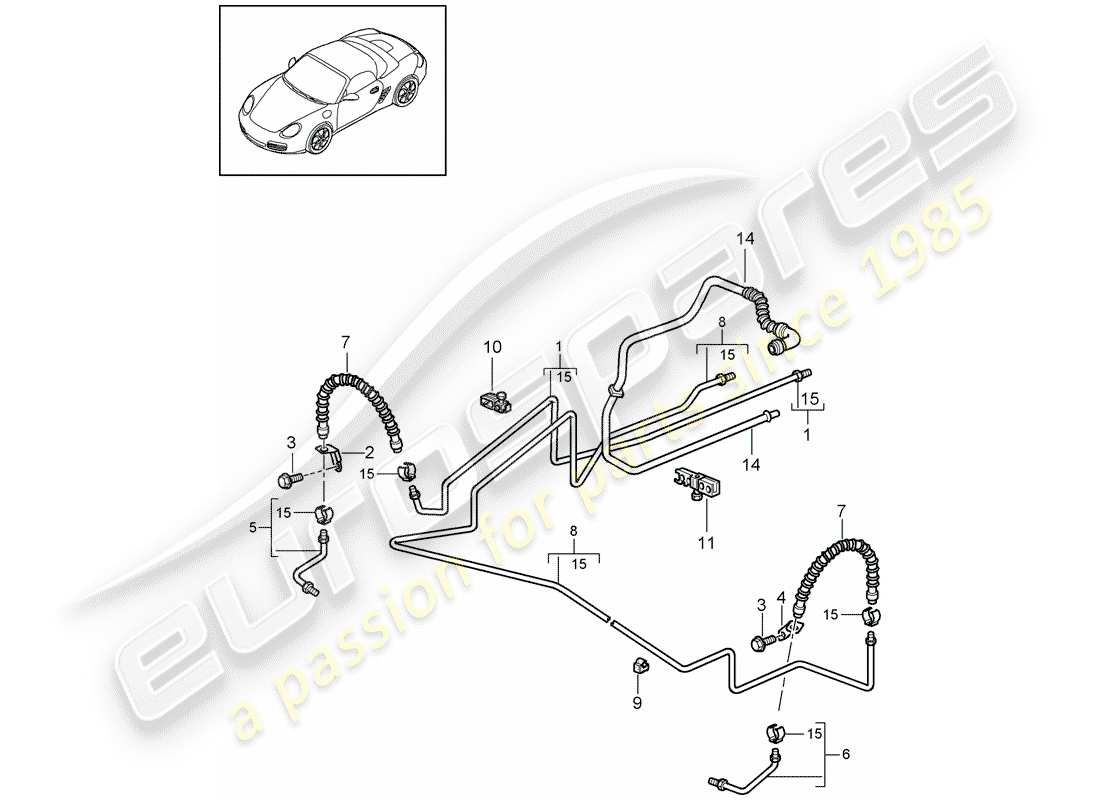 Porsche Boxster 987 (2011) brake line Part Diagram