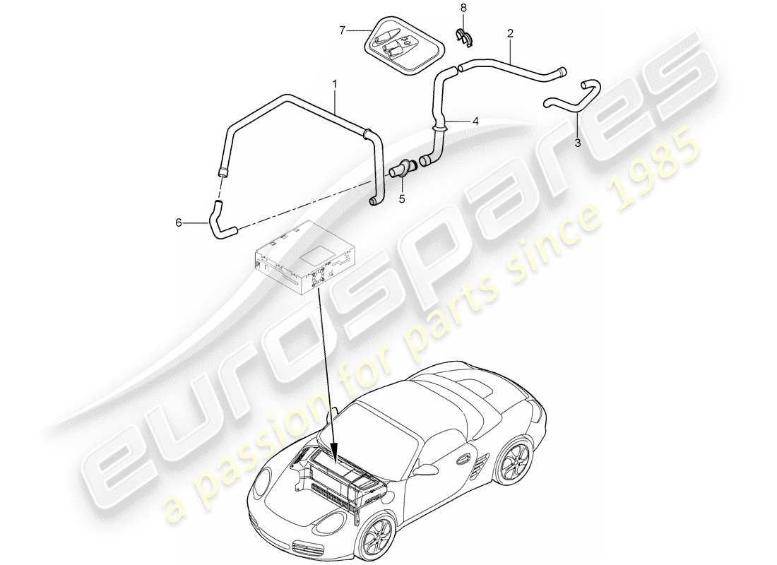 Porsche Boxster 987 (2011) luggage compartment Part Diagram