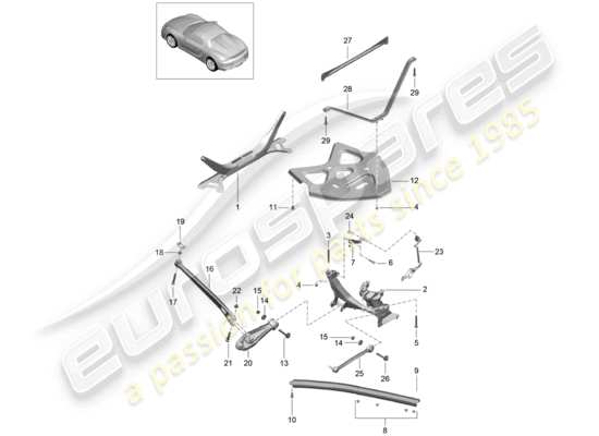 a part diagram from the Porsche Boxster Spyder (2016) parts catalogue