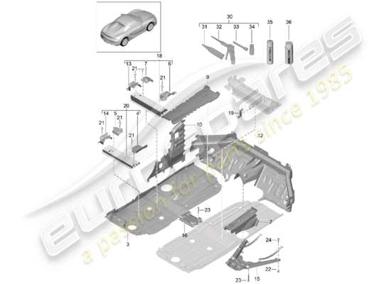 a part diagram from the Porsche Boxster Spyder parts catalogue