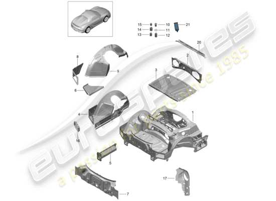 a part diagram from the Porsche Boxster Spyder parts catalogue