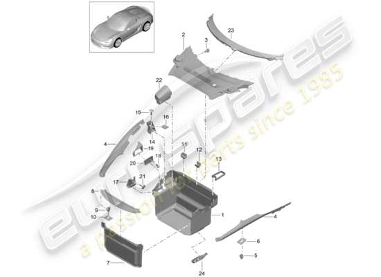 a part diagram from the Porsche Boxster Spyder parts catalogue