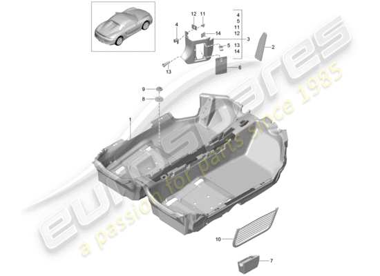 a part diagram from the Porsche Boxster Spyder parts catalogue