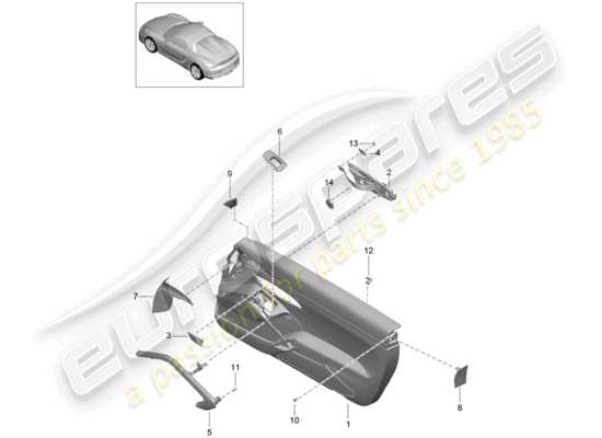 a part diagram from the Porsche Boxster Spyder (2016) parts catalogue
