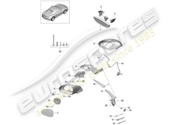 a part diagram from the Porsche Boxster Spyder parts catalogue