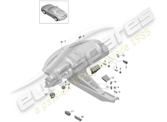 a part diagram from the Porsche Boxster Spyder parts catalogue