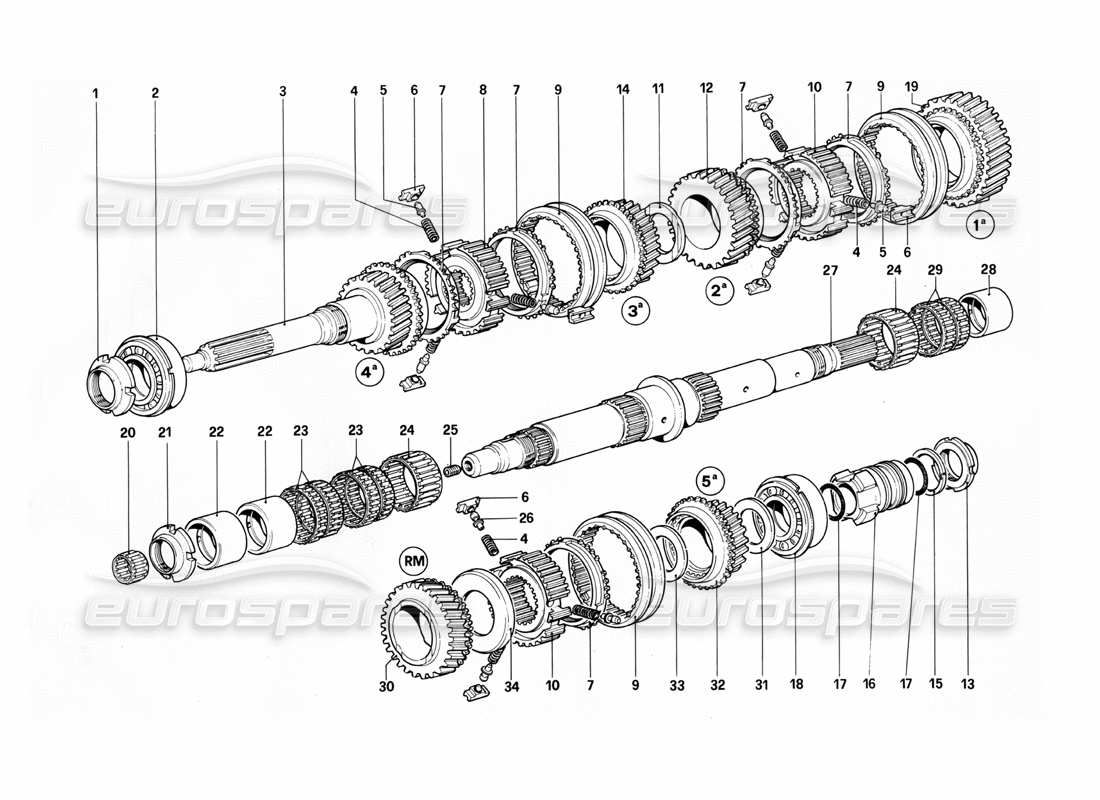 Ferrari 412 (Mechanical) Layshaft-412M. Parts Diagram