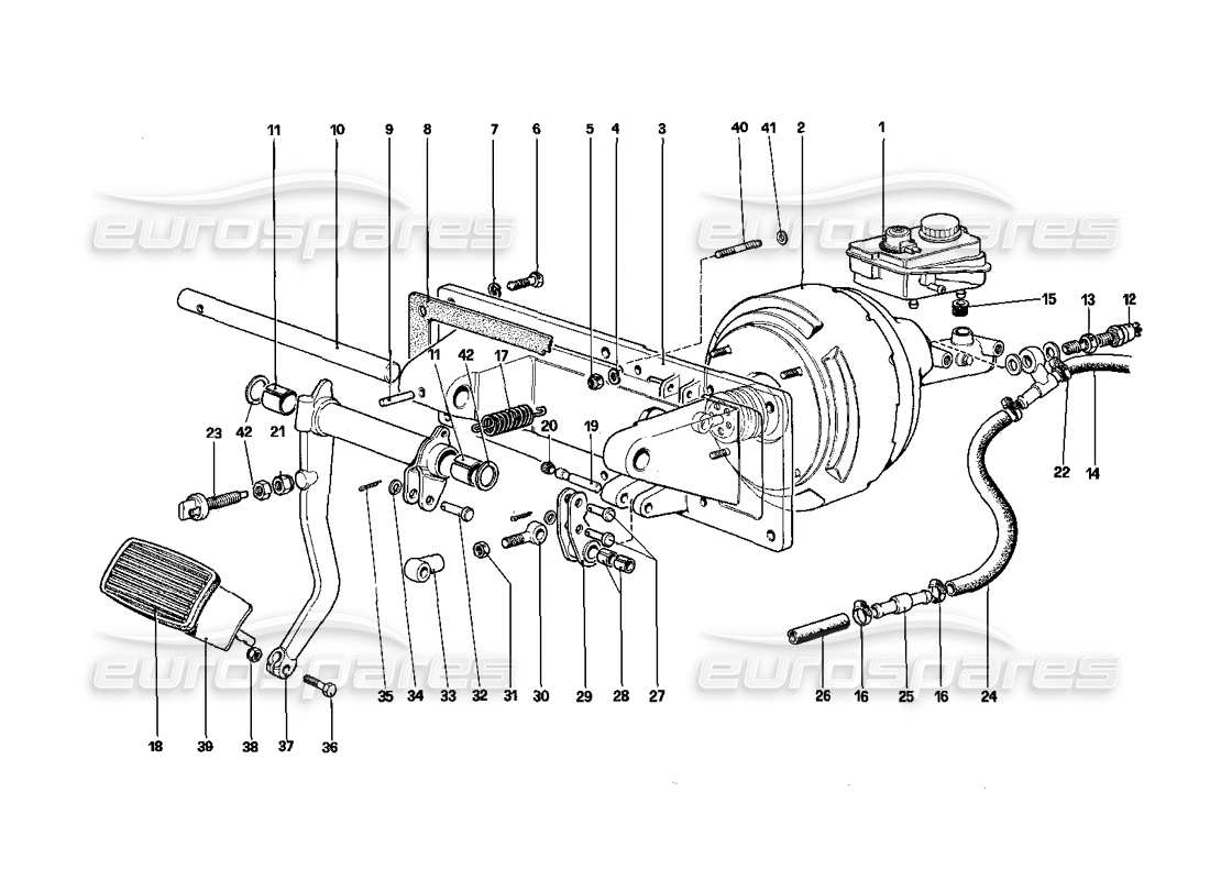 Ferrari 412 (Mechanical) Brakes Hydraulic Control - 412 A. RHD Parts Diagram