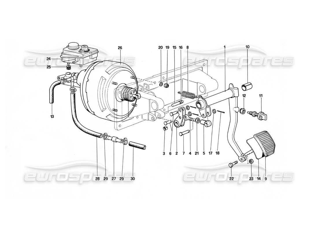 Ferrari 412 (Mechanical) Brakes Hydraulic Control - 412 M. LHD Parts Diagram