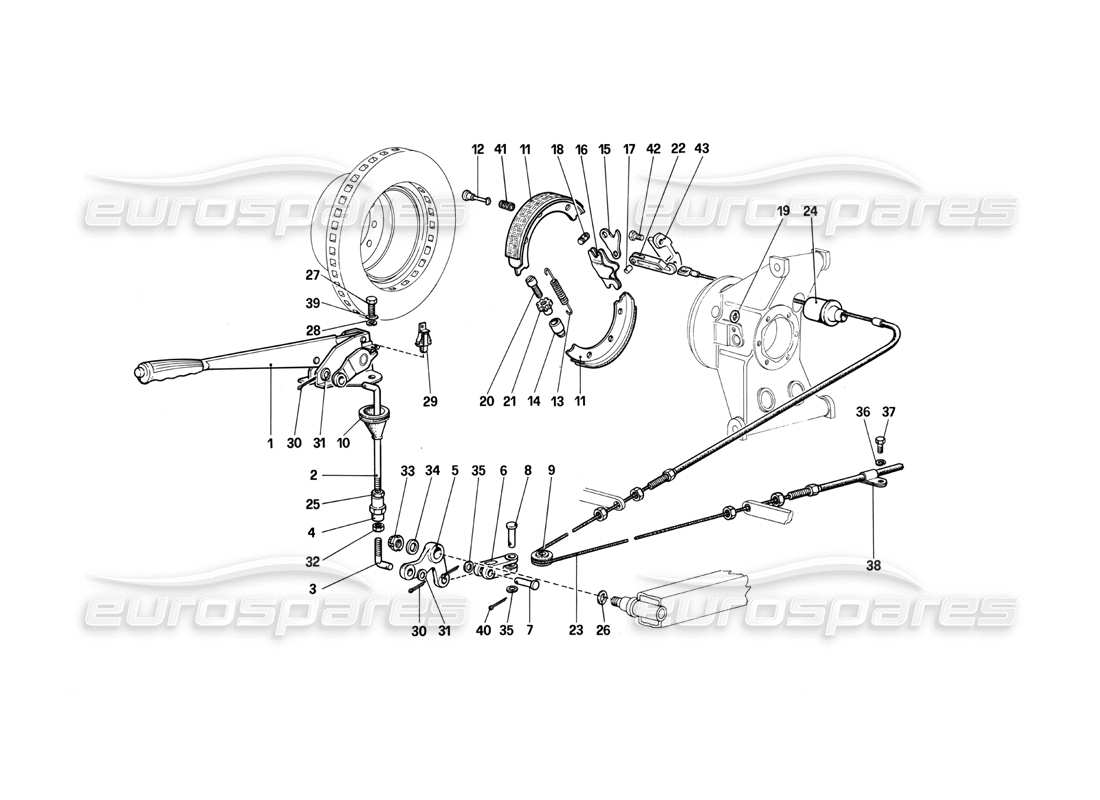 Ferrari 412 (Mechanical) Hand - Brake Control Parts Diagram