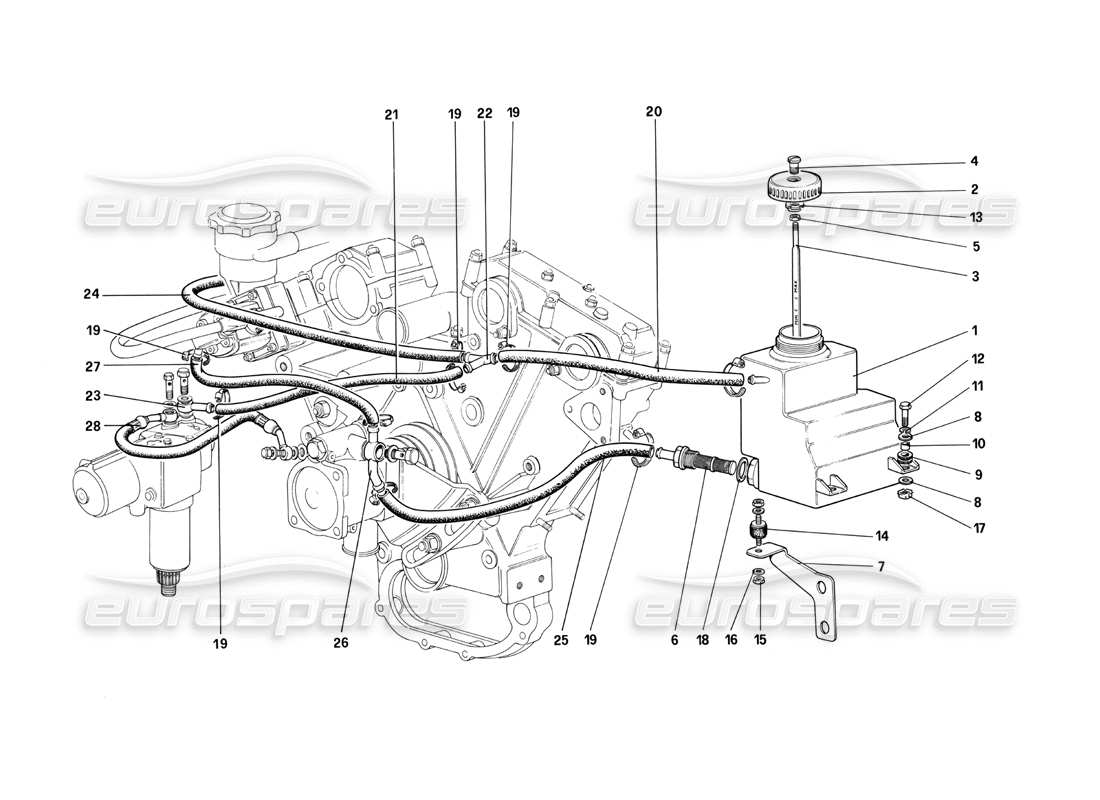 Ferrari 412 (Mechanical) Power Steering Oil Tank - Oil Pneumatic Self Levelling Devices RHD Part Diagram