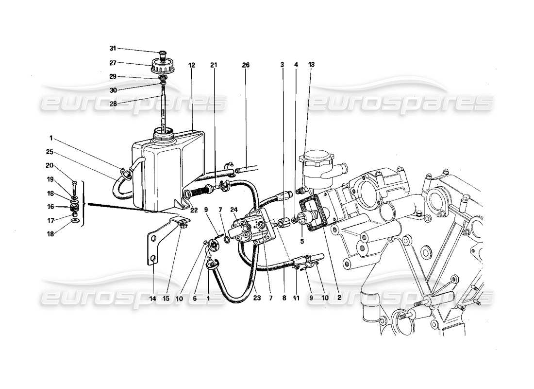 Ferrari 412 (Mechanical) Rear Suspension - Oil Tank and Oil Pump Parts Diagram