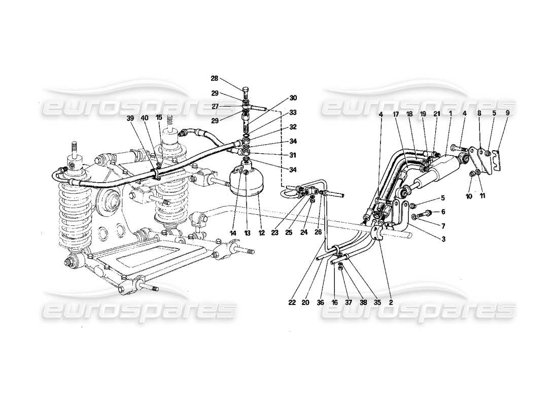 Ferrari 412 (Mechanical) Rear Suspension - Self - Levelling Valve and Oil Lines Parts Diagram