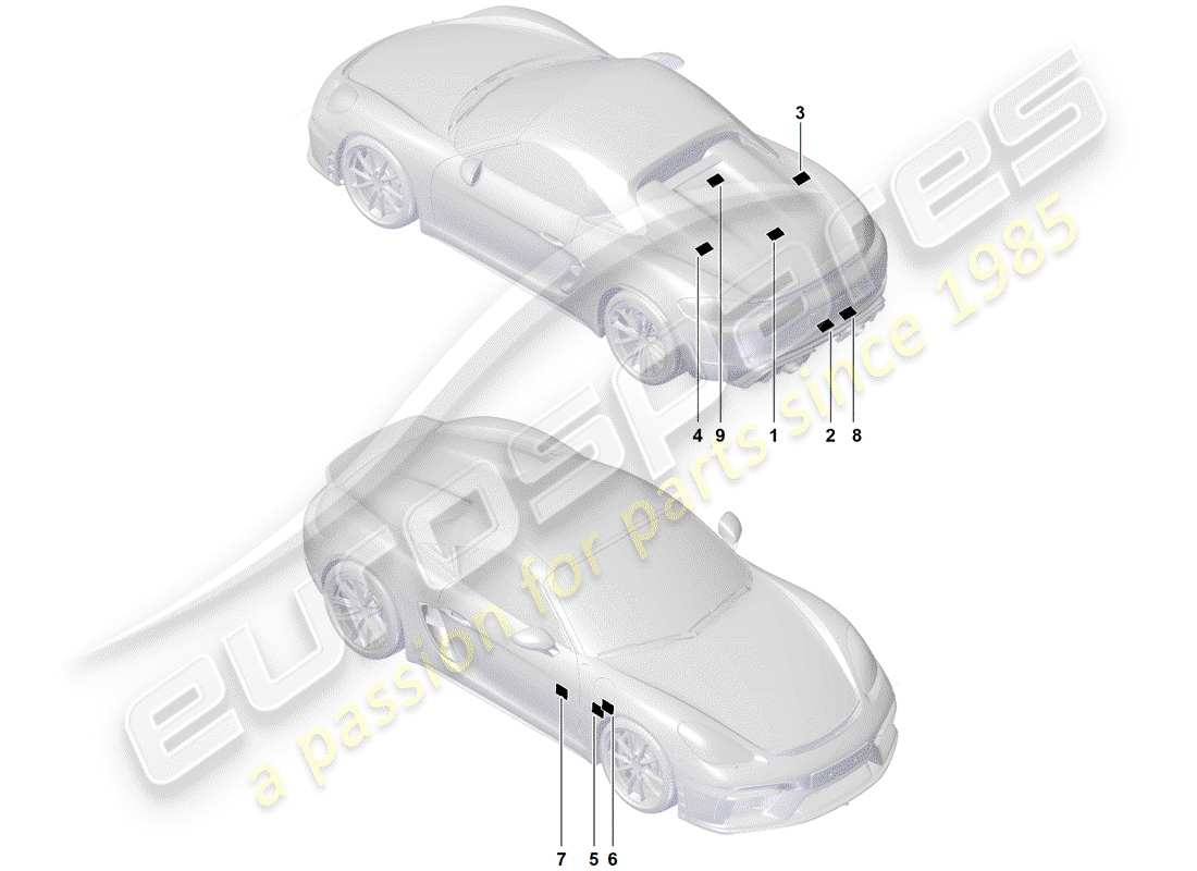 Porsche Boxster Spyder (2019) signs/notices Parts Diagram