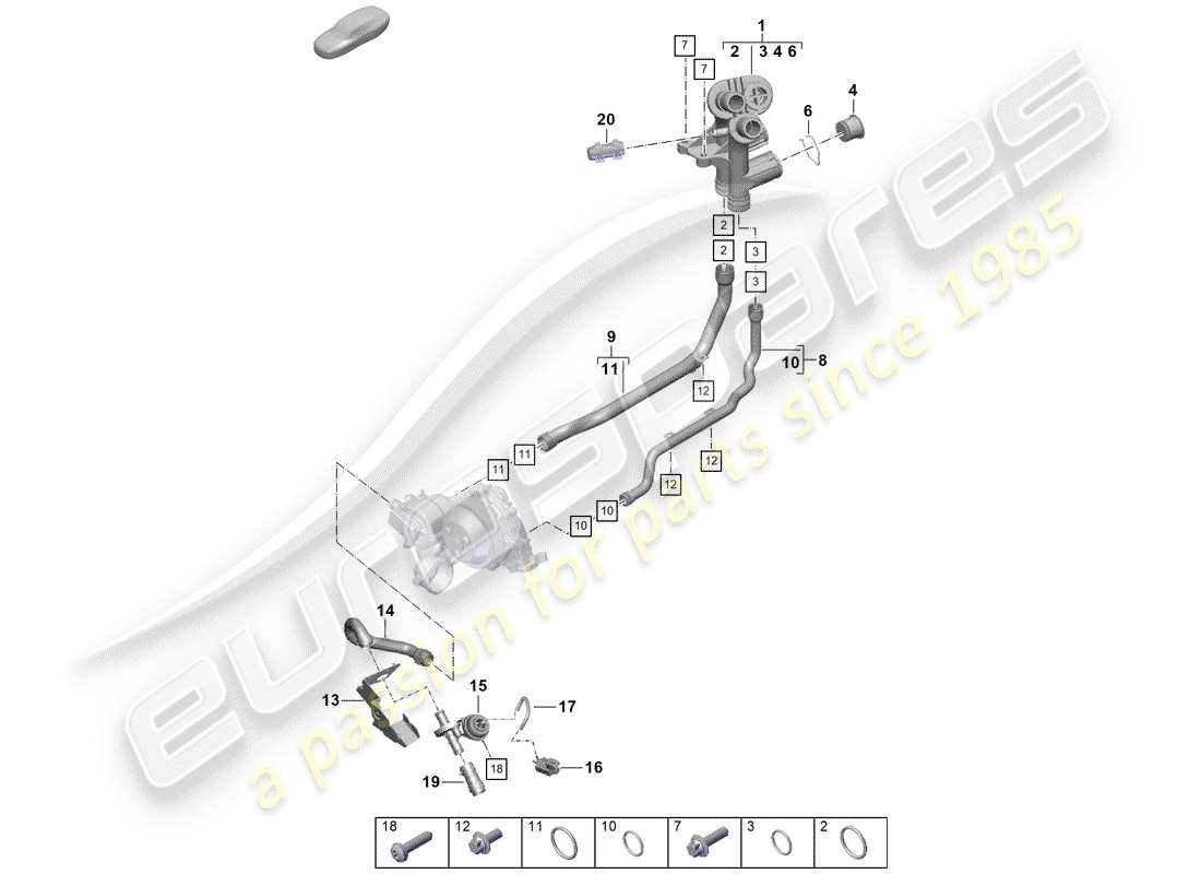 Porsche Boxster Spyder (2019) water cooling Parts Diagram