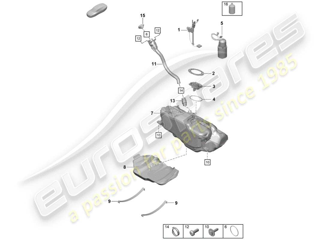 Porsche Boxster Spyder (2019) FUEL TANK Parts Diagram
