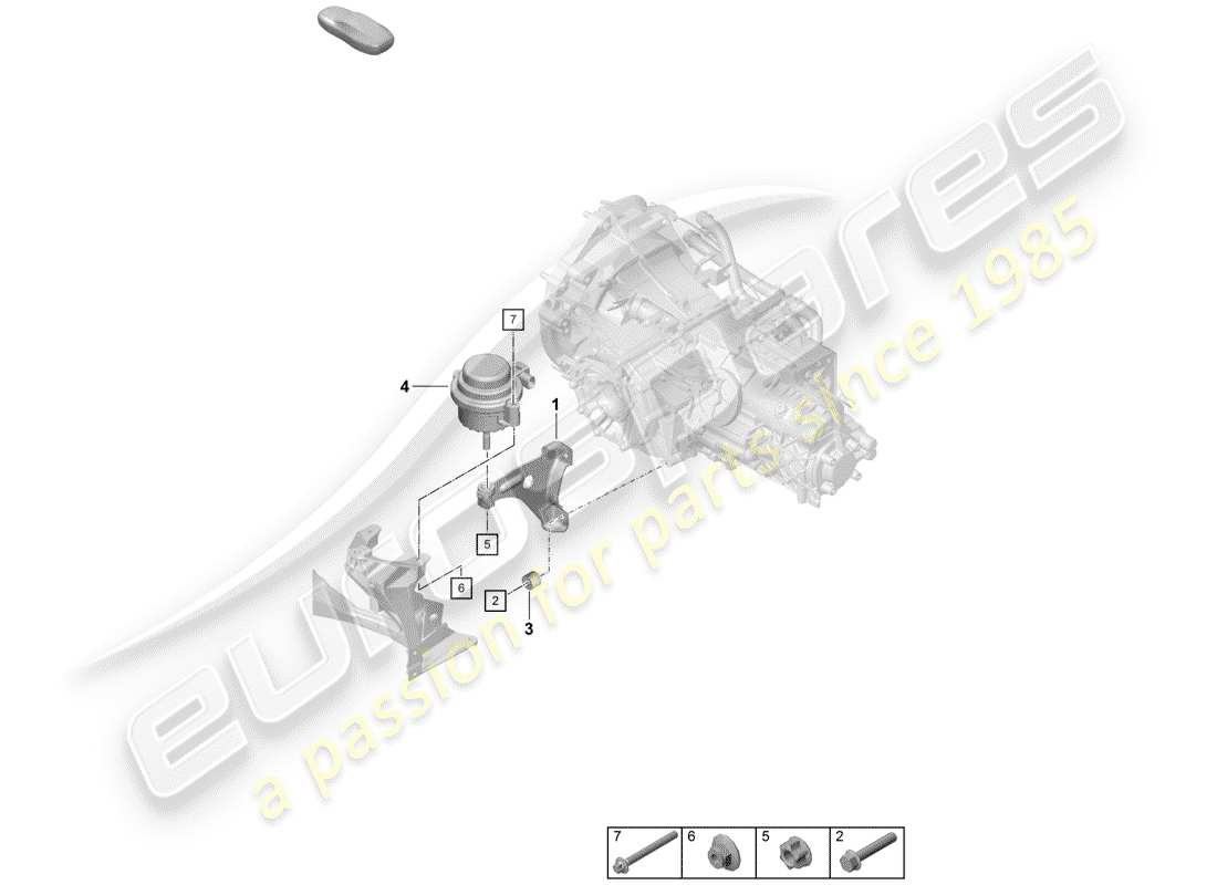 Porsche Boxster Spyder (2019) gearbox mounting Parts Diagram