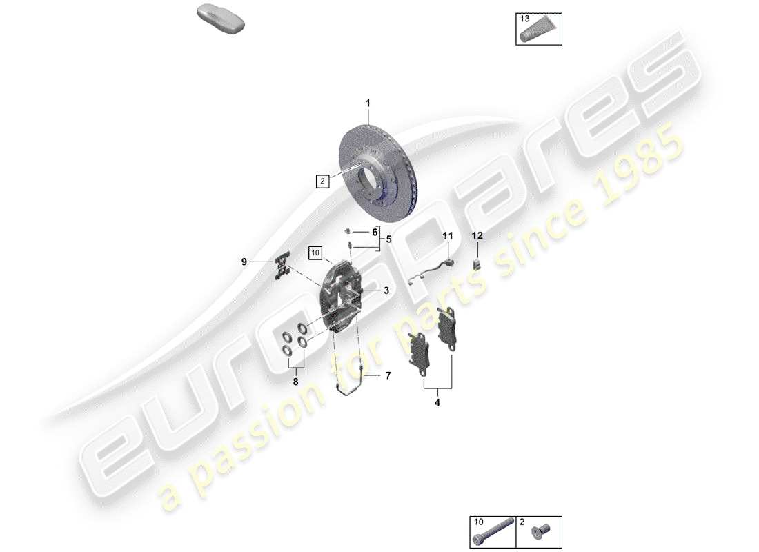 Porsche Boxster Spyder (2019) disc brakes Parts Diagram